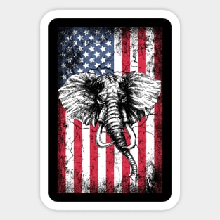 Patriotic Elephant American Flag Sticker